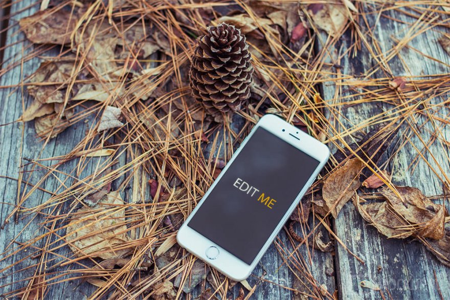 Mockup iPhone на осеннем фоне