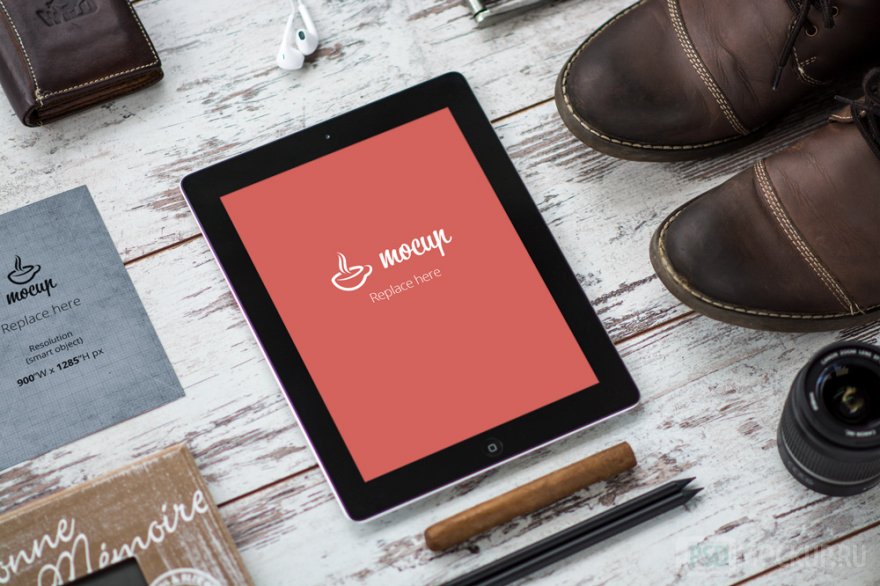 Mockup of photos and tablets