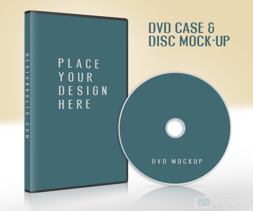 Mockup-PSD диска с футляром