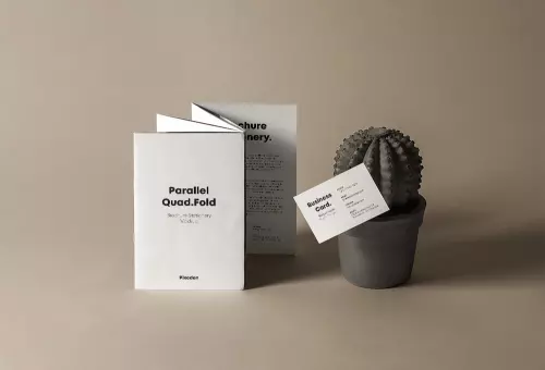 PSD-mockup брошюры и визитной карточки