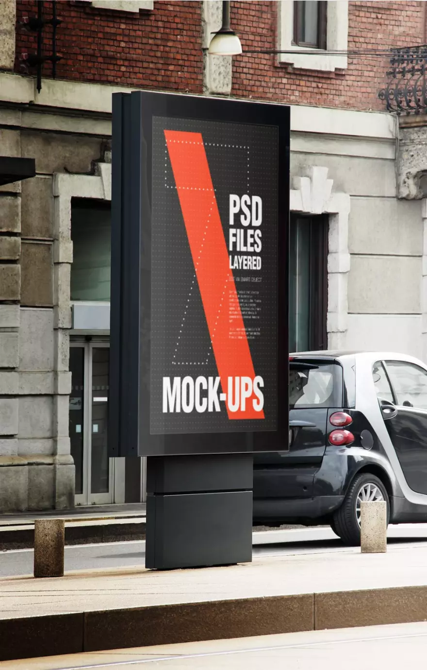 Скачать PSD мокап рекламы на улице