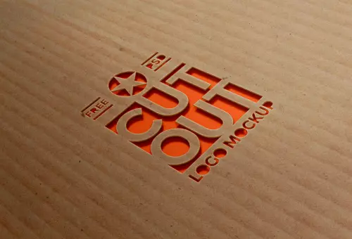PSD мокап логотипа на картоне