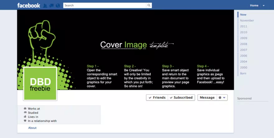 Скачать PSD макет шаблон обложки Facebook