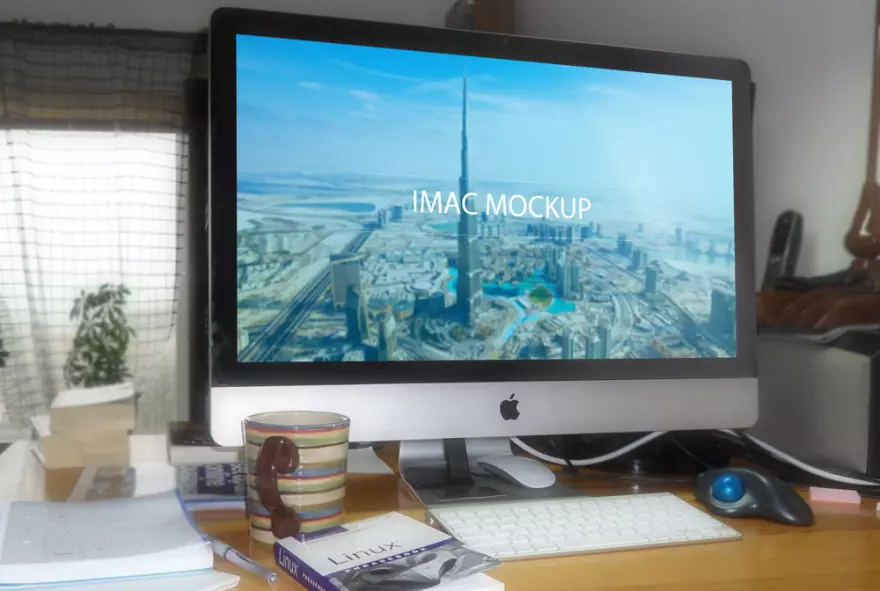 Скачать PSD мокап iMac от Apple