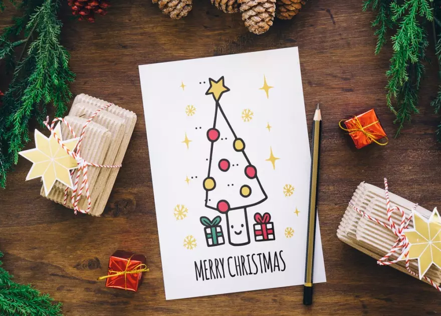 Скачать Mockup postcards for Merry Christmas