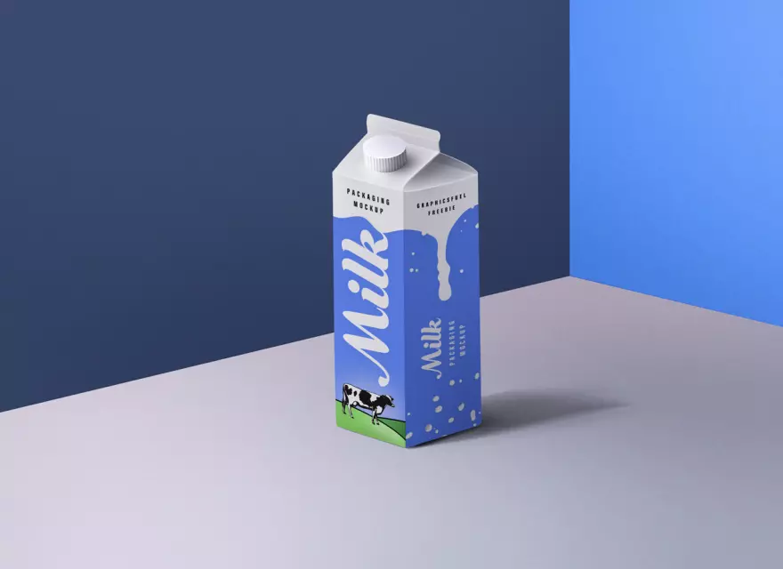 Скачать PSD мокап молока
