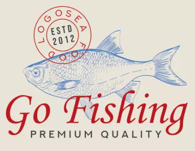 PSD макет лого с рыбой