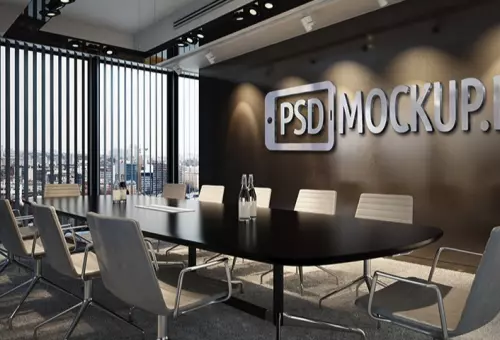 PSD mockup 3D логотипа в офисе