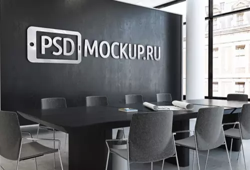 Реалистичный PSD мокап логотипа в офисе