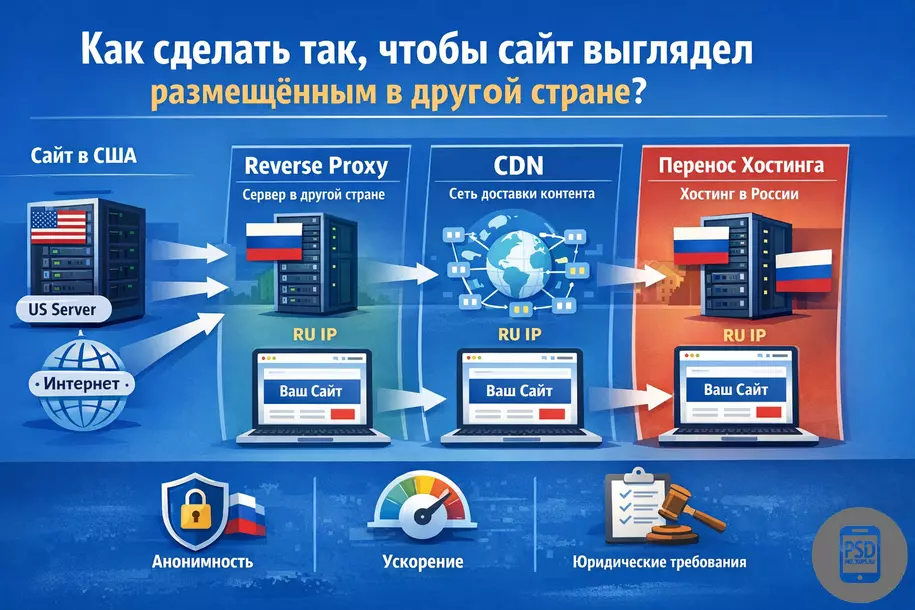 Как сделать так, чтобы сайт выглядел размещённым в другой стране: прокси, CDN или перенос хостинга?