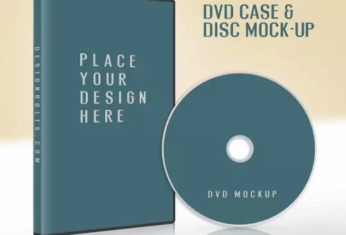 Mockup PSD диска с футляром