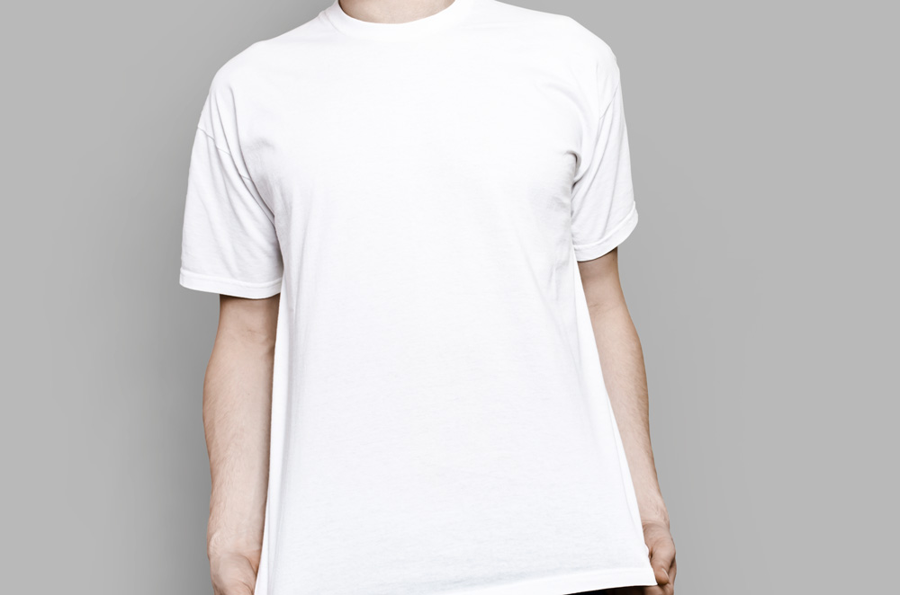 Mockup of a man in white t-shirt. 
